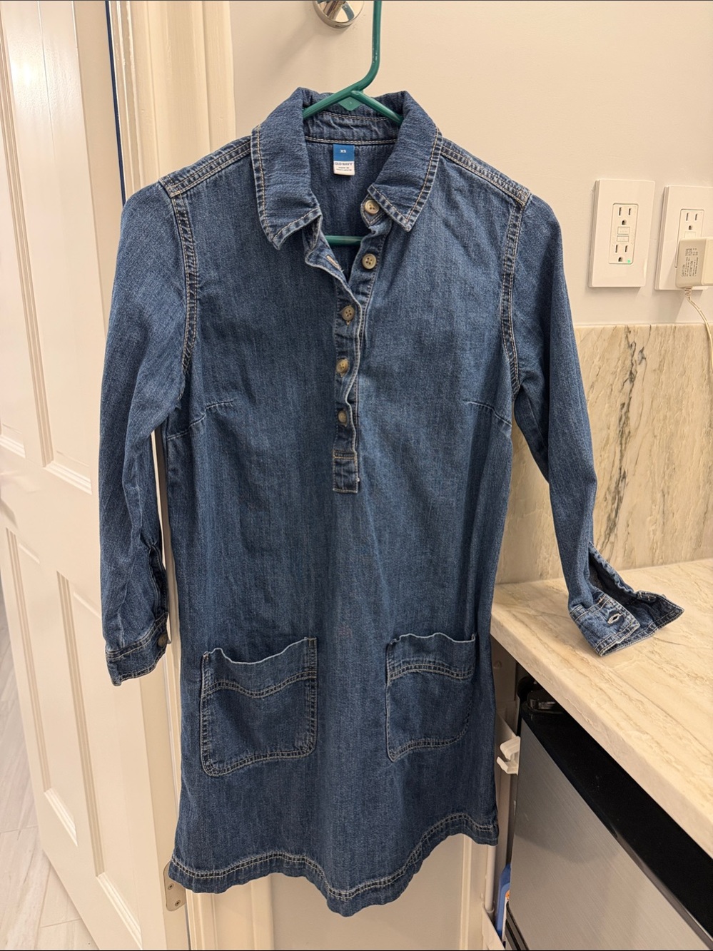 Old Navy Dark Blue Denim Shirt Dress